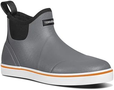 TerraTrax Men's Grey Waterproof Ankle Deck Boots - Anti-Slip Rubber Boots for Fishing, Gardening, Camping, and Sailing - All-Season Use Size 10