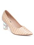 SHERRIF Women's Beige Block Heel Pumps (SF-3054-C-BEIGE-40)