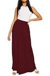 Fashion Star Womens Gypsy High Waist Franki Petite Floor Sweeping Plain Jersey Long Floaty Maxi Skirt Maxi Skirt Wine Plus Size (UK 20/22)