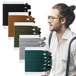 Juexica 30 Pcs Knotted Mens Hair Ties, Elastic Flat Man Bun Hair Tie for Men, Hair Ties for Long Curly Long Hair (Multicolored)