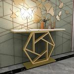 The Attic Girda Console Table for Living Room|Marble + Iron|White + Gold Matt Finish