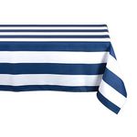 DII Cabana Stripe Outdoor Tabletop Collection, Stain/Wrinkle Resistant & Waterproof, 60x120 Rectangle Tablecloth, Nautical Blue