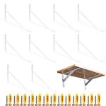 Autuwintor Heavy Duty Floating Shelf Brackets 1/9” Thick Metal Wall Mounted Iron L Shaped Brackets for Shelves Max Load 150 lbs White with Expansion Screws Choose 6,8,10,12" (6 Inch -10 Pack)