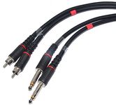 MAEnt 2Jack 6.35mm 1/4 inch Jack to 2RCA Male MX Audio Cable 2 RCA Male to 2 Jack Male Guitar AUX Karaoke Cable For Home Theater DVD Speaker Headphone Mixer Amplifier (1.5 Mtr., Black)