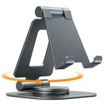 NULAXY Rotatable Cell Phone Stand, Fully Adjustable Foldable Desktop Phone Holder Cradle Dock, Compatible with All 4-8'' Phones, Desk Accessories, Gray