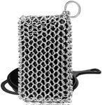 Herda Chain Mail Cast Iron Cleaner Scrubber,316 Chainmail Pan Scrubber Metal Cleaning Brush, Pad, Sponge Scraper to Clean Skillet,Dutch Oven, Wok,Grill Griddle,Chain Link Scrub Brush Pot Care Kit