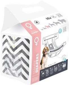 M-PETS Female Disposable Dog Diapers, Ultra Absorbent with Wetness Indicator, 12 hour Protection, Adjustable Fasteners, Heat, Excitable Urination & Incontinence, Waist: 30-42.5 cm, Medium (Pack of 10)