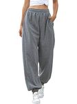 Love My Fashions Women's Plain Gym Sport Jogger Sweatpants & Winters Joggers Pockets Pants and Baggy Elastic Waist Trousers for Casual Hip Hop, Gym and Jogging Dark Grey