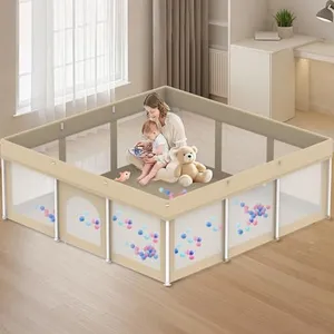 Foldable Large Baby Playpen 70"×70", Portable Playard for Babies & Toddlers, Lightweight Safety Baby Fence, No Installation, Indoor & Outdoor Playpen with 150 Ocean Balls, Beige