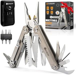 BIBURY 24-in-1 Titanium Multitool Pliers, 8.7oz Ultra-Light EDC Pocket Tool with Sheath & Belt Clip, Aerospace-Grade Titanium Handle for Camping, Hiking, DIY, Gift for Men - 2048DT