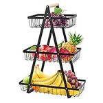 3-Tier Fruit Basket, Fruit Bowl Holder Bread Basket Vegetable Rack, Detachable Fruit Holder for Fruit, Vegetables, Snacks in Home, Kitchen Office，with Screwdriver