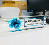 OOCLAS Desk Name Plates, Personalized Name Plate for Desk, Custom Office Decor Nameplate Sign | Personalized Gift Plaque| Succulents Design On Clear Acrylic Glass In Size 12 X 3 X 1.25 Inches