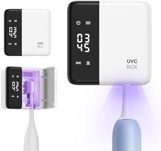 AMIR UV Toothbrush Cleaner Holder, Electric Toothbrush Holder with LED Display, Air Drying, Rechargeable Wall Mounted Toothbrush Holder for Bathroom Upgrades, Travel
