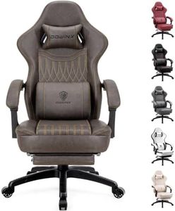 Dowinx Gaming Chair Breathable PU Leather Gamer Chair with Footrest Massage Lumbar Support, Big and Tall Ergonomic Reclining Computer Chair with Pocket Spring Cushion for Adults Teens (Brown)