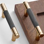 Gutuwellea New 20 Pack 3 Inch 76 mm Knurled Cabinet Handles Cabinet Pulls Aluminum Handles Knurled Drawer Pulls Gold and Grey Oxidation Finish with Diamond Pattern 4" Length (3" Hole Center)