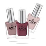 JUICE One Coat Nail Polish Combo No.27 Nude Collection, High Gloss, Chip Resistant, Quick Dry, Gel Effect, Shades : Sun Kissed/Dusty Coral/Camel GLOSS, 11ml each