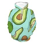 AERICKON Unisex Long Sleeve Pull-Over Hoodie Womens Mens Avocado Green Pattern Skin-Friendly Hooded T-Shirts with Pocket