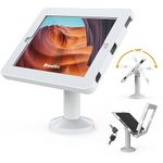 Beelta Kiosk Tablet Stand Compatible with 10.2 inch iPad 7th/8th/9th Genetation, Business Desktop POS Tablet Stand, Anti Theft Retail Tablet Stand, Tilting 180° for Store Cashier, Metal, White