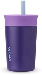 Owala Kids Insulation Stainless Steel Tumbler with Spill Resistant Flexible Straw, Easy to Clean, Kids Water Bottle, Great for Travel, Dishwasher Safe, 12 Oz, Purple (Peacock Palace)