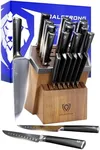 DALSTRONG Vanquish Series-24pc Stainless Steel Knife Set with Block and Kitchen Scissors-Forged High Carbon German Steel-Gift Knife Set w/POM Black Handle-NSF Certified