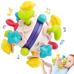 Teething Toys for Baby 0 6 12 Months, Sensory Ball Rattle Baby Toys for 3 6 12 18 Months Girl Boy Birthday Christmas Gifts, Montessori Sensory Teething Rattle Toddler Toys for 1 Year Old