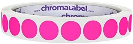 ChromaLabel 1/2 Inch Round Colored Stickers, High Visibility Permanent Color Coding Labels, Easy to Write On Colored Dot Stickers - 1000 Stickers per Dispenser Box, Matte Finish Fluorescent Pink