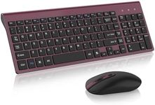 Wireless Keyboard Mouse Combo, cimetech Compact Full Size Wireless Keyboard and Mouse Set 2.4G Ultra-Thin Sleek Design for Windows, Computer, Desktop, PC, Notebook - (Wine red)