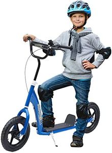 HOMCOM Teen Push Scooter Kids Children Stunt Scooter Bike Bicycle Ride On 12" EVA Tyres (Blue)