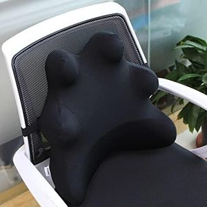 Newsty Lumbar Support Pillow for Office Chair, Ergonomic Chair Support for Back with Adjustable Strap, Lumbar Support Pillow Relieving Lumbar Muscle Strain (Black)