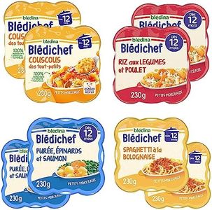 Blédina - Blédichef - 8 petits plats pour bébé - Repas midi - Dès 12 Mois - 4 recettes - Pack de 8