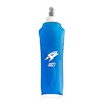 Juszt Soft Collapsible Water Bottle - Foldable Water Bottle with Bite Valve 250 ml/500ml Flask for Running BPA Free Reusable Water Flask for Travel (BLUE, 250ML SINGLE)