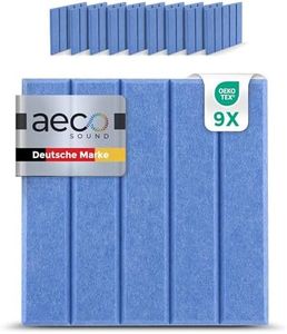 Aeco Sound® - Panneaux Acoustiques en Feutre | 9 pièces de 30x30cm | auto-adhésifs | feutre acoustique extra épais de 1,5cm | isolation phonique, réduction de bruit (Bleu)