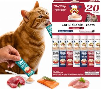 Chef Kitty Purée Pops, Cat Treats, Grain-Free, Lickable, Squeezable Creamy Cat Treat/Topper with Vitamin E & Taurine, 0.5 Ounces Each Tube, 20 Tubes, Chicken Mix Variety