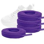 WALWAL 45" Flat Athletic Shoe Laces for Sneakers, Skate Shoes, Boots, Sport and Casual Wear 4 Pair Pack High Durability Stylish(Deep Purple)