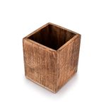 Samhita Mango Wood Burning Finished Kitchen Utensil Holder for Countertop, Utensil Holder Container for Kitchen Cooking Utensil. (12.7cm x 12.7cm x 15.24cm)