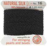 Griffin 1mm Thick Silk Cord Black - Size 16