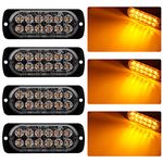 4 x 12 LED Emergency Warning Lights Amber Hazard Flashing Strobe Light Recovery Breakdown Beacon Light Bar Universal for 12-24V Car Truck Trailer Caravan …