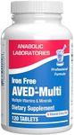 Iron Free Daily Multivitamin for Men and Women, 120 Tablets - AVED Daily Multi Vitamin and Minerals Health Supplement - Vitamins A, C, D, E, Vitamin B Complex, Zinc, Calcium, Magnesium, More