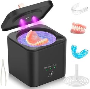 Maymocon Ultrasonic Retainer Cleaner, Ultrasonic Tooth Cleaning Machine for Dentures, 45khz UV Ultrasonic Denture Cleaner with Magnetic Cleaning Basket for Invisalign Aligner Dental Appliances