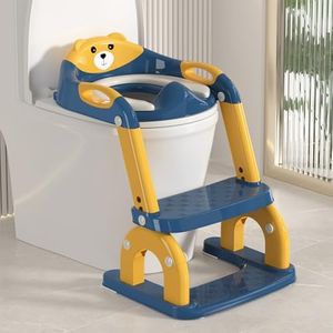 Fedicelly Potty Training Seat,Toddlers Potty Training Toilet Seat Boys Girls,Potty Chair for Toddlers 1-3,Kids Potty Seat for Toilet Step Stool Ladder (Orange - Cartoon Frog)