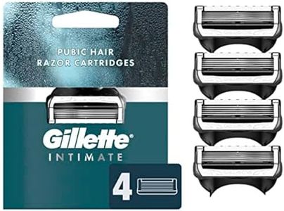 Gillette Intimate Pubic Hair Razor Cartridges, 4 Razor Blade Refills, Gentle and Easy to Use, Dermatologist Tested, With 2x Lubrication