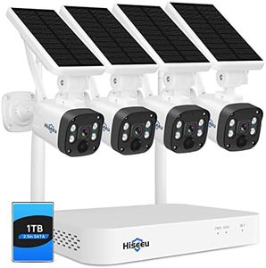 [1TB HDD,4MP Spotlight] Hiseeu Solar Wireless Security Camera System,10CH HD 4K NVR,Night Vision, 2-Way Audio, PIR Motion Detection,Motion Record, Outdoor Home Surveillance