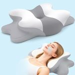 Sleep Apnea Pillow with Neck Pain & Snoring Relief-Orthopedic Cervical Pillow,Ergonomic Contour Memory Foam Pillow for Side,Back,Stomach,Dreamers Relief,Medium Firm Support (Greywhite, Queen Size)