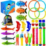 30 Pcs Diving Pool Toys for Kids Ages 3-12 Set with Storage Bag,Pool Games Summer Swim Water Sinking Toys