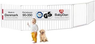 BabyDan Flex XXL, 90-350 cm, Hearth Gate/Stair Gate/Room Divider/Fire Surround, White, Made in Denmark - Baby Gate/Safety Gate (Pet Gate/Dog gate/Dog playpen)