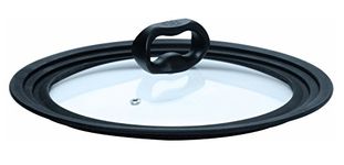 Ecolution Vented Tempered Glass, Heat Resistant Silicone Rim fits 6 inch to 8 inch Cookware, Dishwasher Safe, Replacement Lid, Small, Black