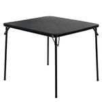 VECELO 34' Portable Folding Card Table Square with Collapsible Legs & Vinyl Upholstery, Metal, Black