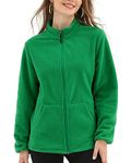 Argstar women's Jacket, Polar Fleece Coat with Zipper Pockets Lightweight Casual Outdoor Chaqueta de Lana para Mujeres Hunter Green S