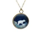 White Polar Bear 3D Arctic North Pole Starry Sky Pendant 18k Gold Plated Chain Necklace for Women Handmade