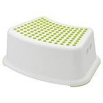 Ikea Children's Polypropylene Plastic, Synthetic Rubber Stool (White-Green, Large)